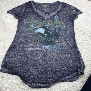 Lyric Culture Red Label Burnout Tee Womens Short Sleeve Shirt Lightweight Size S